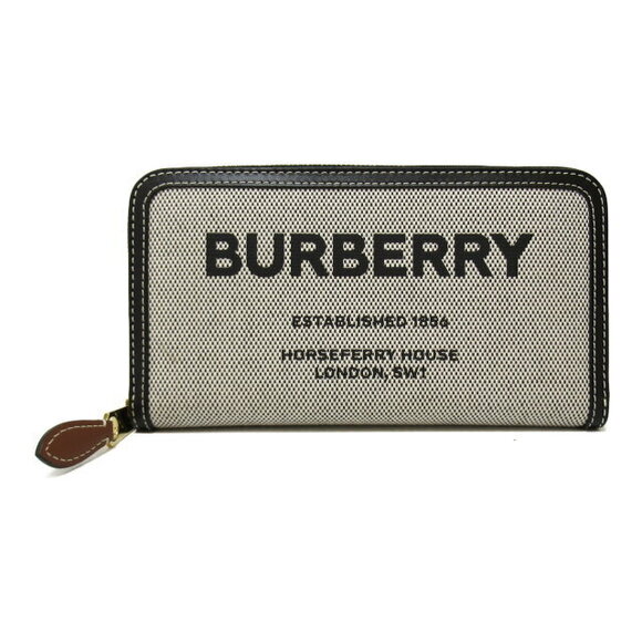 Burberry Handbags - Burberry Round Zip Wallet Long Leather Canvas Gray Black